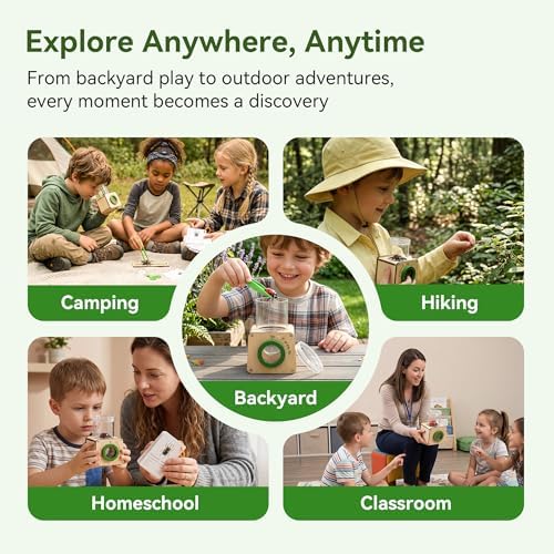 Wooden Bug Catcher for Kids, Tri-View Bug Viewer Kit, Top & Bottom Magnifiers, Insect Observation Container with Tweezers, Ruler & 10 Insect Cards, STEM Outdoor Explorer Toy - Image 4