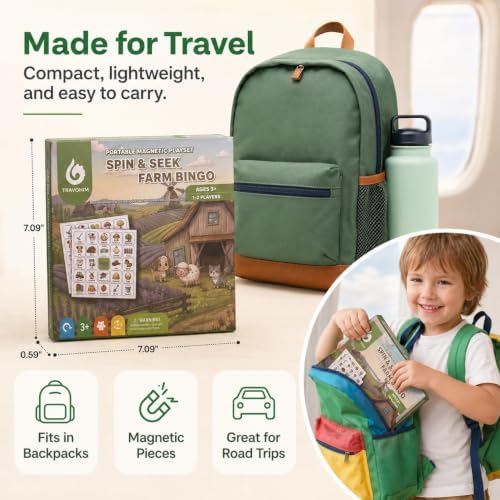 Travofun Farm Bingo Game, Magnetic Travel Toy for Kids 3 and Up, Ideal for Road Trips - Image 4