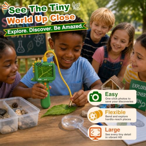 Borescope Camera Toy with Light for Kids,STEM Science Educational Toy for 3 4 5 6 7 8 9 10 Years Old Boys Girls Birthday Gift,Kids Endoscope with Light for Outdoor Adventures & Nature Discovery Green - Image 4