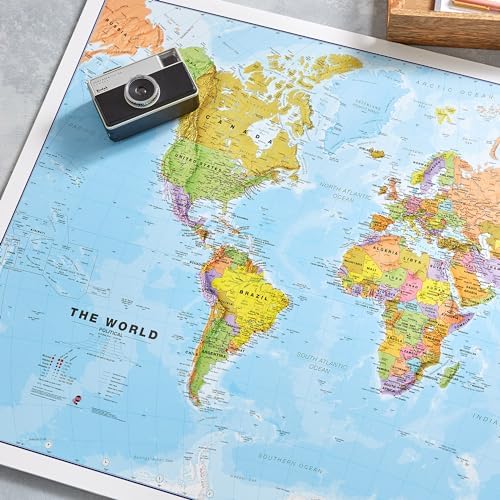 Laminated World Map - 17 x 22 in - Map of the World - 2025 Updated - Image 2