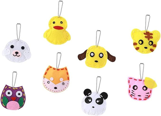 NESTINGHO 8 Pcs DIY Animal Pendant Making Kit for Educational Craft with Assorted Felt Shapes Fun Schoolbag Charms for Sewing and Creative Play Birthday