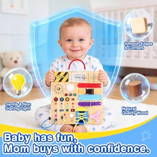 Grarain Busy Board for Toddlers - Montessori Educational Toy for 1-3 Year Old Boys & Girls | Travel-Friendly Sensory Learning Activity | Ideal for Kids with Autism(Busy Board v3) - Image 4
