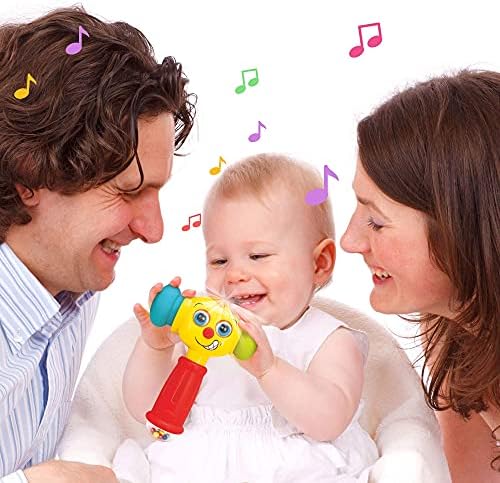 Toy Hammer w/Lights, Learning Mode and Music Mode – Baby Hammer Toy Plays 6 Short Kids' Songs, Counts 1-10 w/Baby, Changes Funny Expressions and Lights Up – for Kids 12 Months and Older - Image 5
