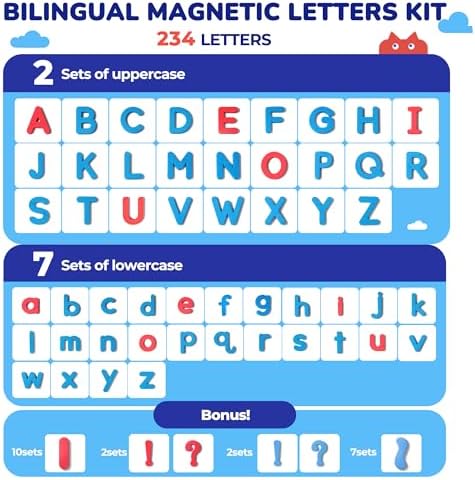 JoyCat Bilingual Magnetic Letters Kit 255PCS, Phonics Letter Tiles Learning - Image 3