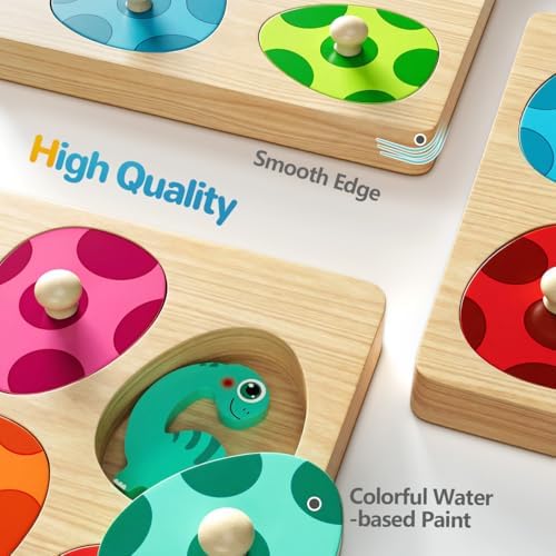 Montessori Toys for 1 Year Old Boys Girls Gifts: Wooden Shape Sorter & Color Match Baby Puzzles 12-18 Months - Dinosaur Matching Eggs Peg Puzzle for 1 2 Year Old Toddler Learning Activities - Image 5