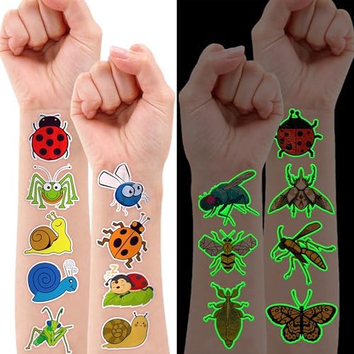96PCS Glow in The Dark Bug Temporary Tattoos for Kids, Luminous - Image 2