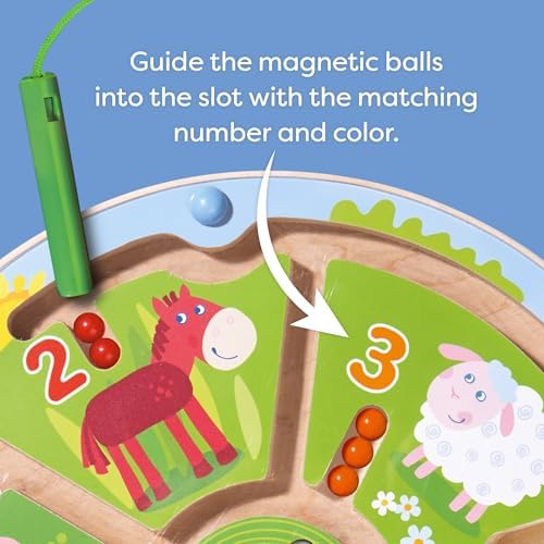 HABA Busy Board for Toddlers 2-4: Number Maze Magnetic Puzzle Game - Toddler Travel Toys for Preschoolers, STEM Toy Encourages Color Recognition, Fine Motor & Counting - Image 4