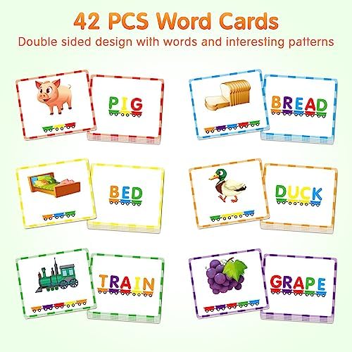Vanmor 27 PCS Magnetic Wooden Alphabet Train Sets | ABC Letter Learning Toy Trains with 42 PCS Flash Cards, 1 Engine, 1 Storage Bag | Toddlers Kids Boys Girls Educational Toys for 3 4 5 6 7 Years Old - Image 6