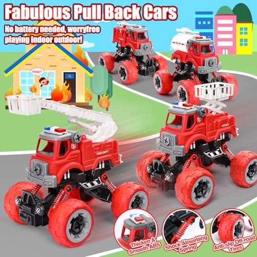 LUDILO Fire Trucks Toddlers 3-5 Take Apart Toys Gifts 3 4 5 Year Old Boys - Image 4