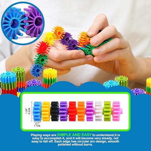 STEM Building Blocks Toys for Kids – Educational and Safe Gear Interlocking Construction Playset – Develop Creativity Preschool Brain Teaser Toys Gift for 3 4 5 Years Old Kids Boys Girls - Image 7