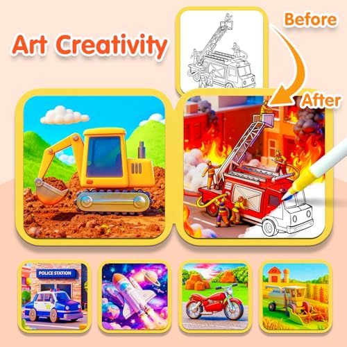 ZHOC Reusable Water Painting Books for Kids – Magic Water Reveal Coloring Books with Water Pens (Cars) No-Mess Coloring Book Fun Travel Activity for Ages 3 4 5 6 7 8 - Image 5