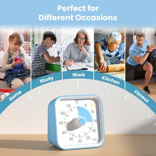 Visual Timer for Kids, Cute Timer with Pause Function, Blue - Image 6