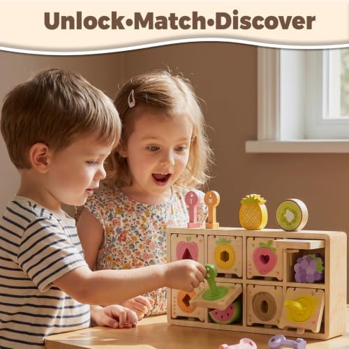Montessori Toys for 2 Year Old|Wood Lock and Key Toddler Shape Sorter Toys - Image 2
