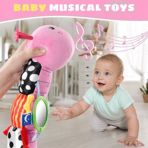 AWOTOY Baby Toys Sensory Music Caterpillar Stuffed Animals Infant Toys,Pink - Image 4