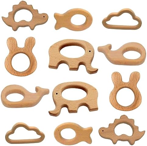 12-Pcs Baby Teether Toys,Wooden Teethers for Babies - Wooden Animal Toys, Teething Rings, Toddler Chew Toys，Baby Teething Rings and Wooden Teether Set-Suitable for Children Over 36 Months by Unknown