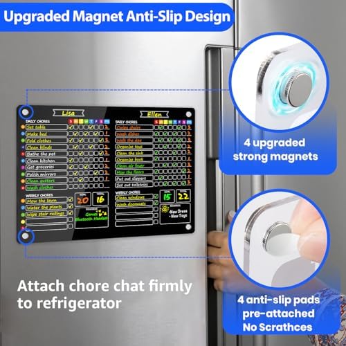 PigPotParty 2-in-1 Acrylic Magnetic Chore Chart for 2 Kids, Large 16x12 in - Image 6