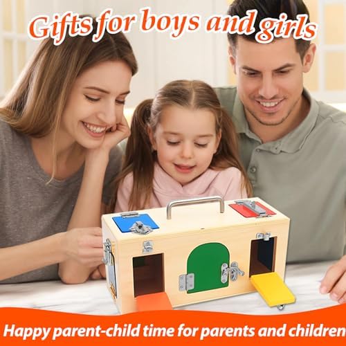 Montessori Lock and Key Toy, Wooden Activity Cube for Toddlers, Wooden Busy Lock Box Toy for Autism, Educational Toy for Fine Motor Skills - Image 6