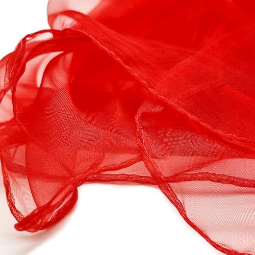 Lolakee Dance Scarves 12 Pcs Juggling Scarves for Kids Play Silk Scarve for Babies Toddlers Children Movement Learning Education Musical Accessories Colorful Scarfs Magic Tricks Performance (Red) - Image 2