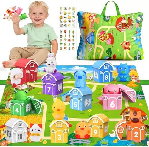 Montessori Farm Animal Toddler Toys Sorting Finger Puppets Playmat by Unknown