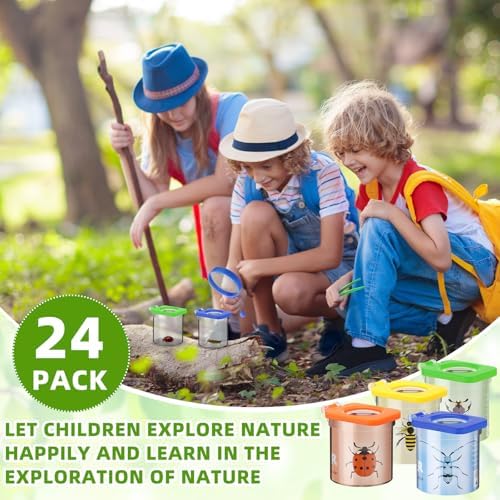 Halloscume 24 Pcs Insect Bug Viewer for Kids Magnifying Insect Box Bug Catcher Magnifier Container Critter Collection Kit Insect Cage Jar for Children Science Nature Exploration Tool - Image 6
