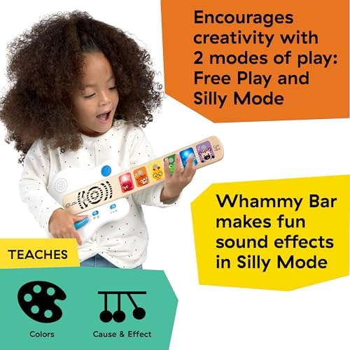 Baby Einstein Strum Along Songs Magic Touch Wooden Toy Guitar with Whammy Bar, Montessori Musical Learning Toy with Lights, 12mo+ - Image 4