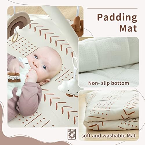 Baby Activity Gym Mat Mudcloth Baby Activity Center with 5 Hanging Toys - Image 4