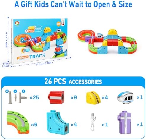 Magnetic Train Set for Kids, 3D Electric Train Set, STEM Educational Building Toy, DIY Learning Track with Vertical Climb & Upside Down Action, Gift for Toddlers Boys Girls Ages 3 4 5 6+ - Image 7