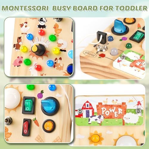 Joyreal Wooden Busy Board for Toddlers - Montessori Toys for 1 2 3 Year Old - Image 3
