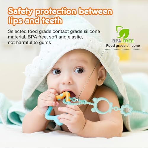 Toy Straps for Baby, 6pcs Adjustable Toy Holder for Stroller Accessories, Silicone Baby Tether Pacifier Clip, No Throw Baby Travel Essential Leash for High Chair, Car Seat, Baby Toy Clips,Cribs - Image 3
