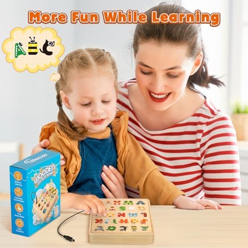 TINTECUSA LED Busy Board, Wooden Sensory Toys for Toddler, Montessori Music Toy for Airplane, Travel Activity Educational Learning Toy, Busy Light Switch Autism Toys, Birthday Boys Girls Gifts - Image 6