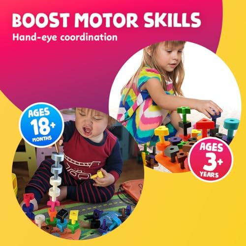 Skoolzy Peg Board Set, Montessori, 38 Pc Plastic w/Shapes, Ages 2+ - Image 2