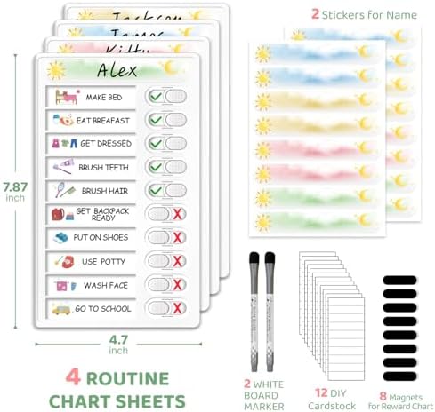 Upgraded Slider Dry Erase Chore Chart for Kids Multiple Kids, Whiteboard Magnetic Morning/Bedtime Routine Chart for Kid Toddlers Teens Adult, Visual Schedule for Kid with Autism - Image 6