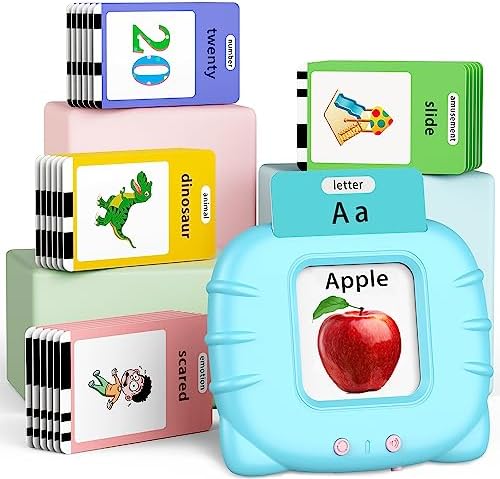 Eaever 252 Words Talking-Flash-Cards, Birthday Gifts for Boys 3 4 5 6 Year Old, Pocket Speech Language Learning Toys, Blue by Eaever