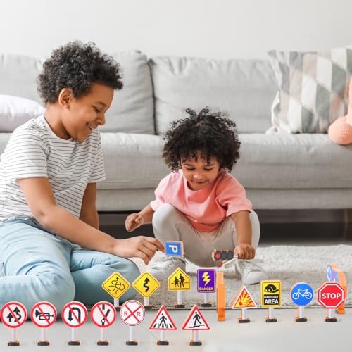 Blosssound 26 Pcs Wooden Toys Set for Preschool Classroom Traffic Signals - Image 6