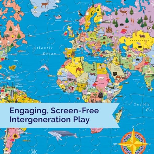 eeBoo World Map 100 Piece Children's Puzzle, 27" x 18" Geography Themed - Image 5