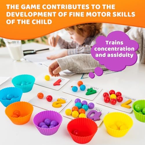 Fine Motor Toys，Wooden Peg Board Bead Game for Toddlers - Rainbow Stacking, Color Sorting & Counting Toys | Fine Motor Skills Development | Math Learning Games for 3 4 5 Years Old - Image 6