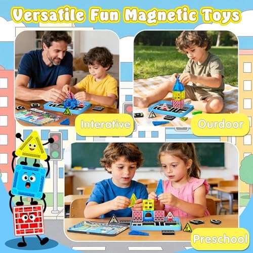 Mini Magnetic Tiles Road Set, STEM Building Toys for Kids Ages 3-8 - Image 6