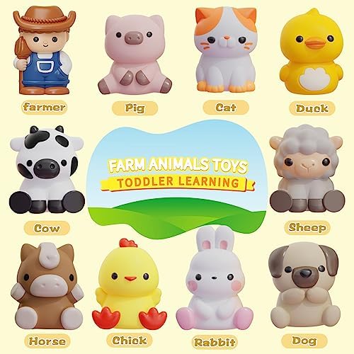20 PCS Farm Animal Barn Playset & Finger Puppets,Farm Toys for Toddlers 1-3 - Image 2