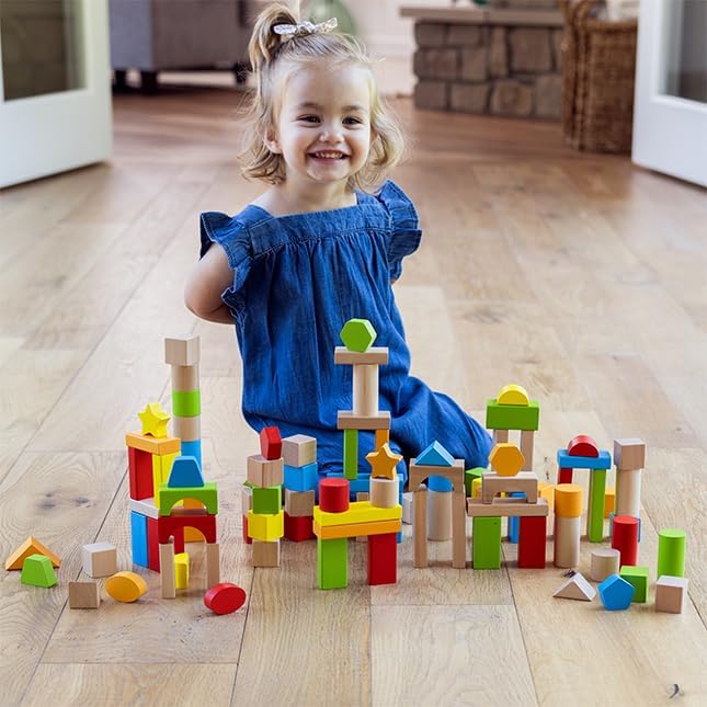 Fat Brain Toys Timber Blocks - 100 Piece Wooden Block Set - Classic Preschool Toy - Image 4