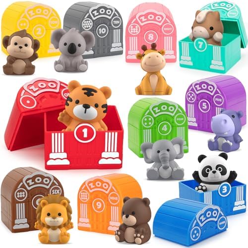 Learning Toys for Toddlers 1 2 3 Year Old Toddlers, 20Pcs Safari Animal Toys, Finger Puppets, Montessori Counting, Matching & Sorting, Christmas Birthday Gifts for Baby Boys Girls Age 12-18 Months by WelcometoAigybobo