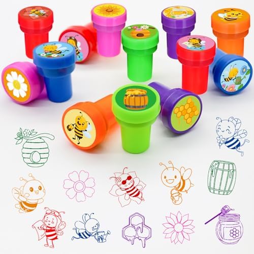 Cinrobiye 24 Pcs Bee Stampers Party Favor Set, Cute Honey Bee Stamps for Kids Birthday Party, Classroom Rewards, Carnival Prizes, Goody Bag Fillers, Bee Themed Party Supplies - Image 4