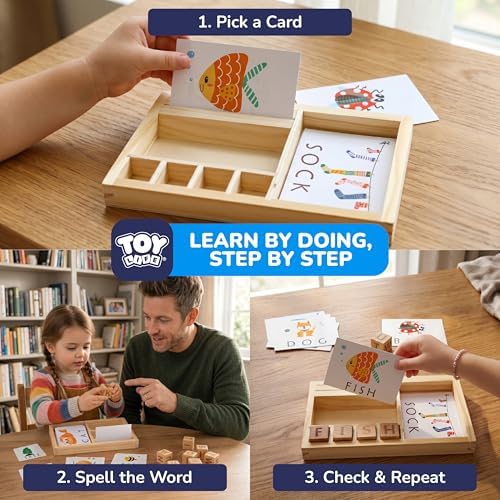 TOY Life Montessori Toys for 3-5 Year Old, Baby Alphabet Sight Words Flash Cards for Toddler, Reading Spelling Games, CVC Words for Kindergarten Preschool Learning & Education Activities Toys for Kids - Image 4