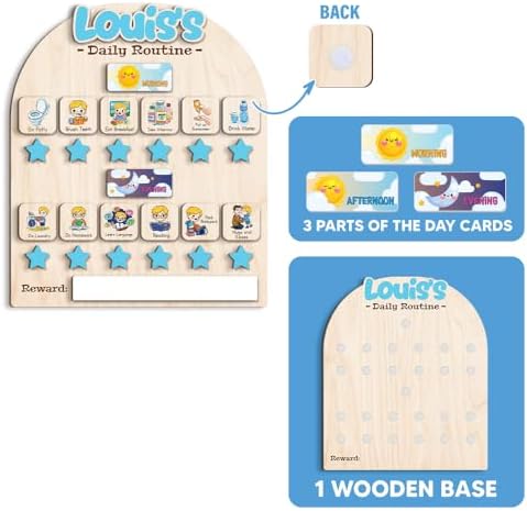 Wooden Chore Chart for Boys, Daily Routine Chart for Kids, Visual Schedule, Chore Reward Chart, Bedtime Morning Routine Chart for Toddlers (02) - Image 3