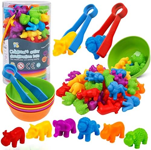 Counting Animals Toy Matching Games with Sorting Bowls Sorting Toys for Toddlers Preschool Learning Activities for Math Color Sensory Montessori Fine Motor Skills Toys for 3 4 5 Years Old Boys Girls by SHAPGEI