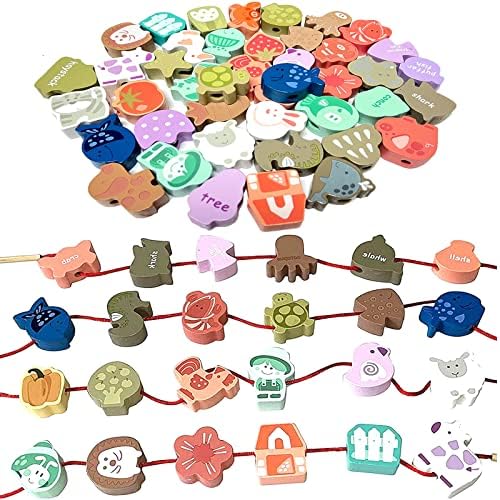 Educational Wooden Threading Beads Toys for Toddlers,47 PCS Stringing Animals Ocean Farm Preschool Lacing Beads,Montessori Toys for Kids 3 4 5 6 Year Old Boys Girls… by Intsinzi
