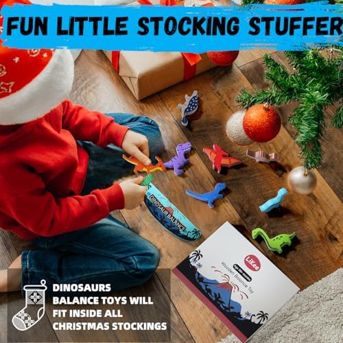 LiKee Wooden Stacking Dinosaur Toys for Kids 3-5 Montessori Toys for 3 4 5 6 7 8 Year Old Boys Girls Christmas Birthday Gifts for Kid Ages 4-8 Balance Competition Game for Family Stocking Stuffers - Image 6
