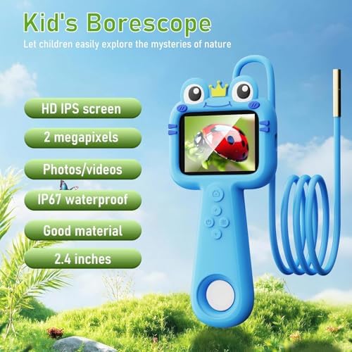 Kids Borescope Camera with Light, 2.4" HD Screen Snake Camera, STEM Educational Science Toy for Boys & Girls Ages 3-13, Outdoor Adventure, Camping, Nature Exploration(Blue) - Image 2