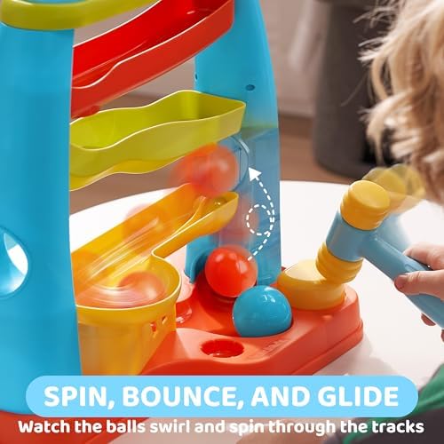 lalalark Ball Drop Toy, Track Stacking Learning Pound a Ball with Hammer, Early Developmental Montessori Toy, Birthday Gift for Boys & Girls Age 18M+ 2 3 Year Old Kids - Image 3