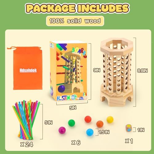 Wooden Ball Drop Board Game for Kids Ages 3-6, Montessori Family Game - Image 2