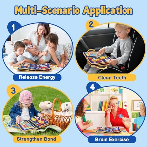 Montessori Busy Book 3-5, 12-in-1 Sensory & Fine Motor, Travel Gift - Image 6